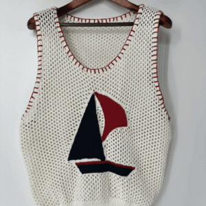 Women's crochet vest with embroidered patterns
