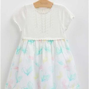 Combinational kid's dress jointed with knitwear and woven fabrics