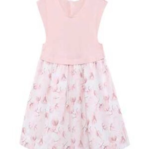 Baby girl's dress jointed with knitwear and woven cloth