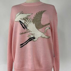 Women's Intarsia Fly Crane Graphic Sweater Wool Acrylic Blend Long Sleeve Crew Neck Pullover Jumper