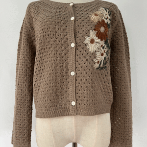 Women Long Sleeve Knitted Outer Wear Hand-embroidered Cardigan